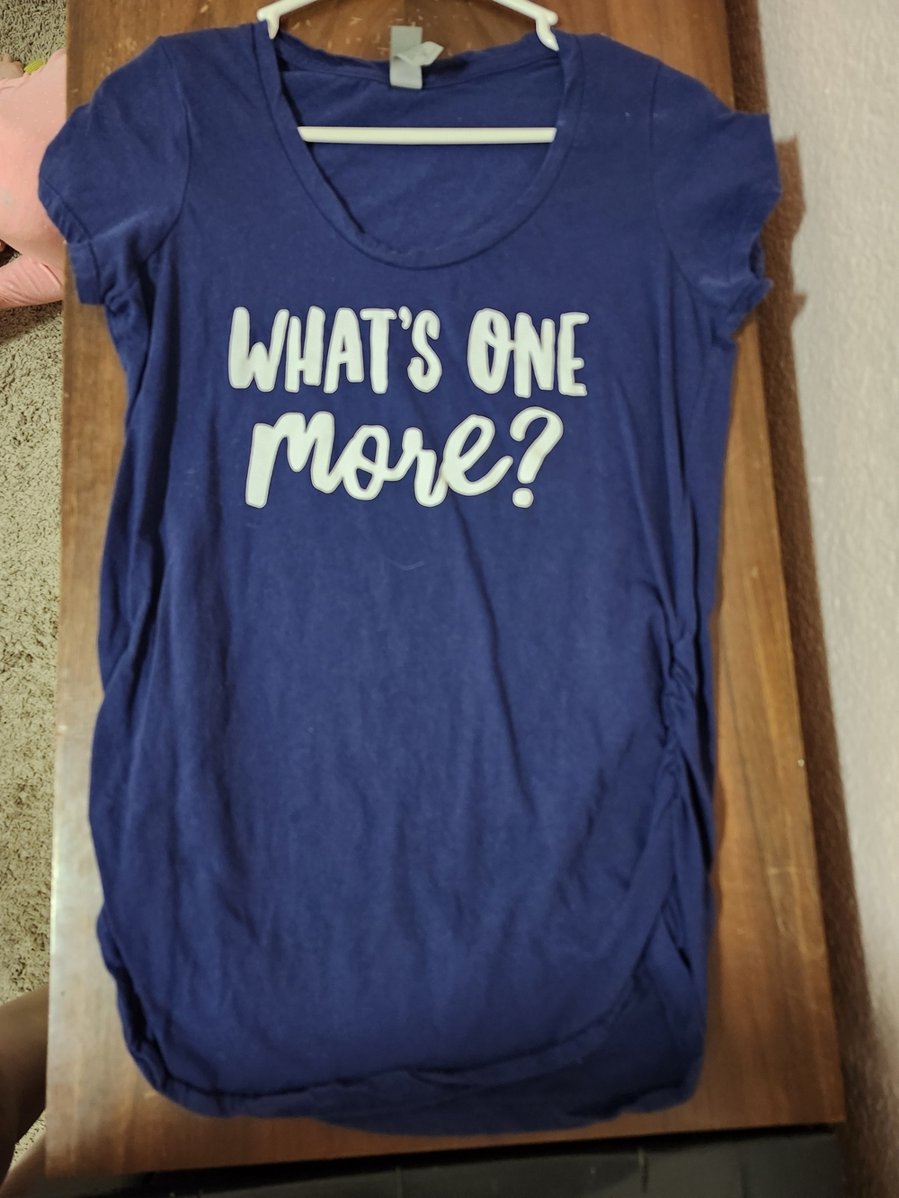 Maternity Navy Blue Graphic Tee - "What's One More?"